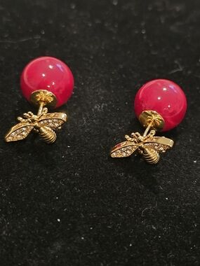Dior 18kgp Gold Bee Drop Earrings